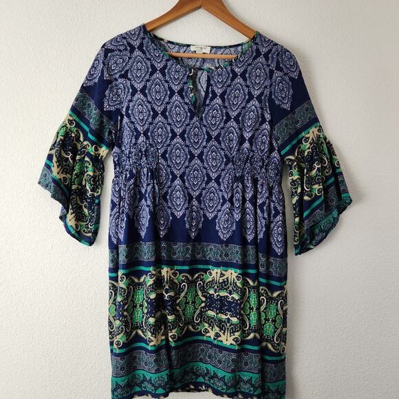 Umgee USA Size Small Peasant Boho Paisley Dress - Picture 9 of 9